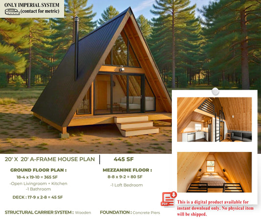 20' x 20' A-Frame Cabin Plan