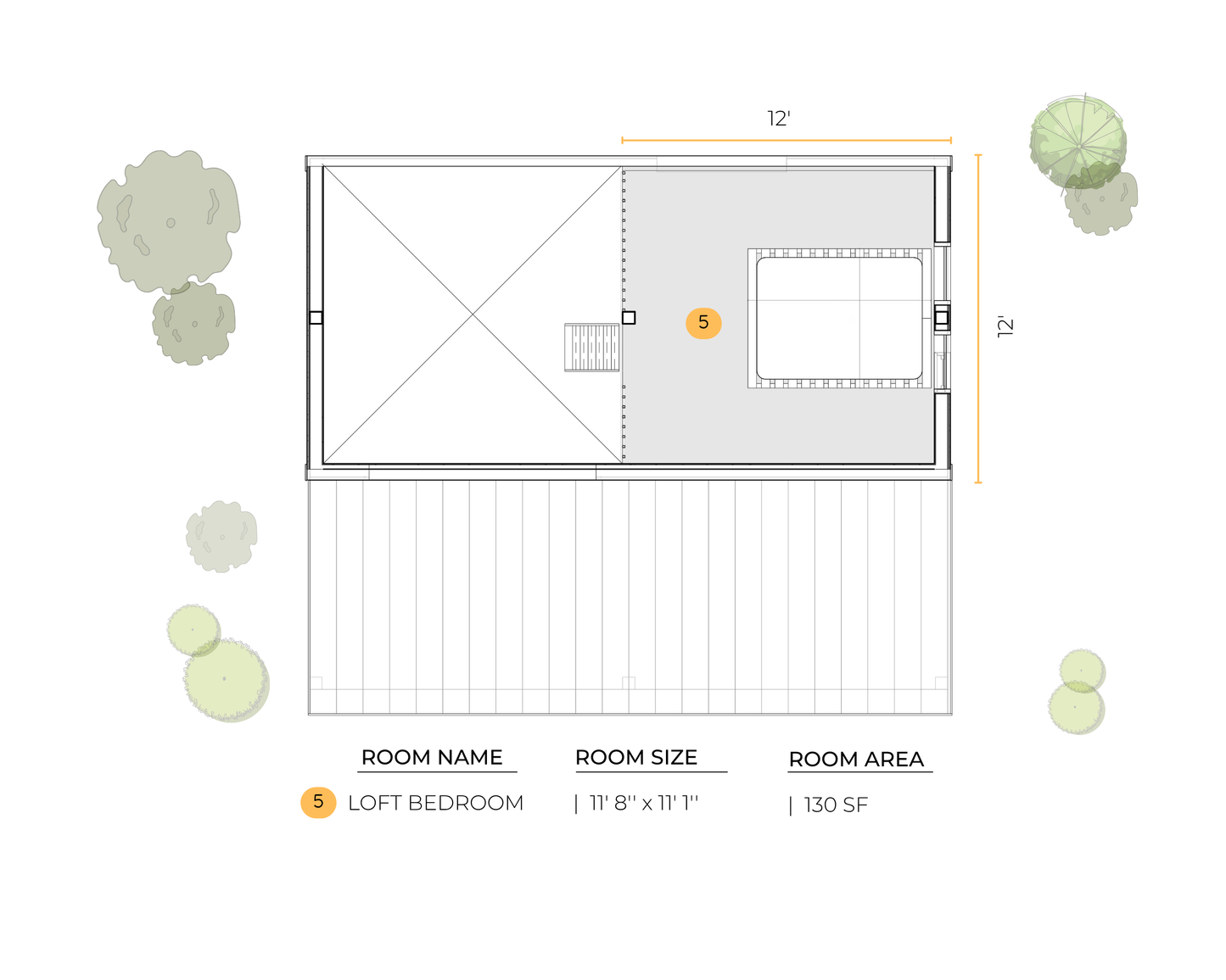 12' x 24' Modern Cabin with Deck