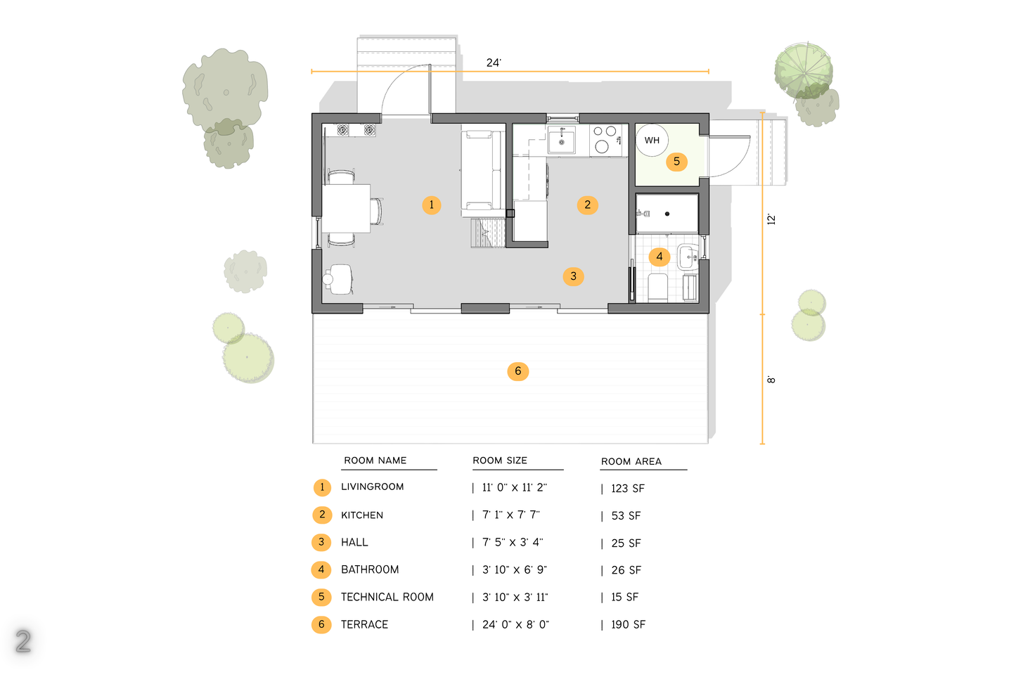 12' x 24' - Cottage House Plan