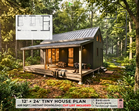 12' x 24' Modern Cabin with Deck