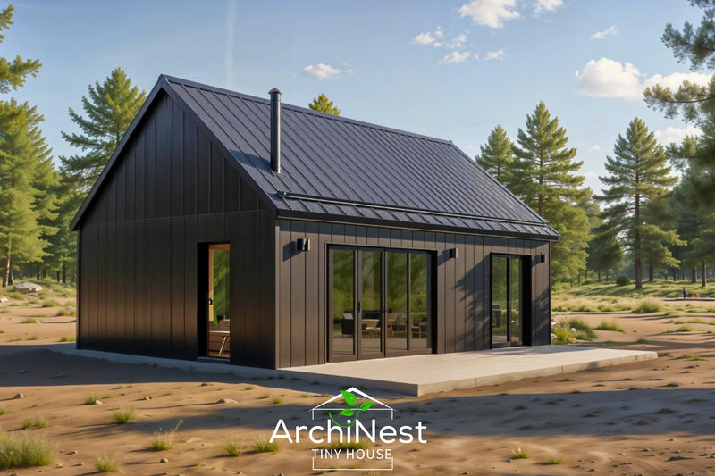 16' x 28' Modern Barn House Plan