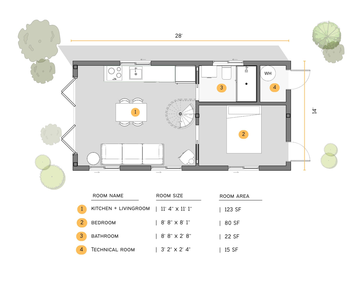 14' x 28' Modern Minimal Waterfront Tiny House