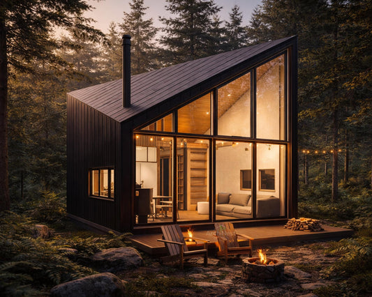 16x16 Diagonal Roof Modern Tiny House Plan