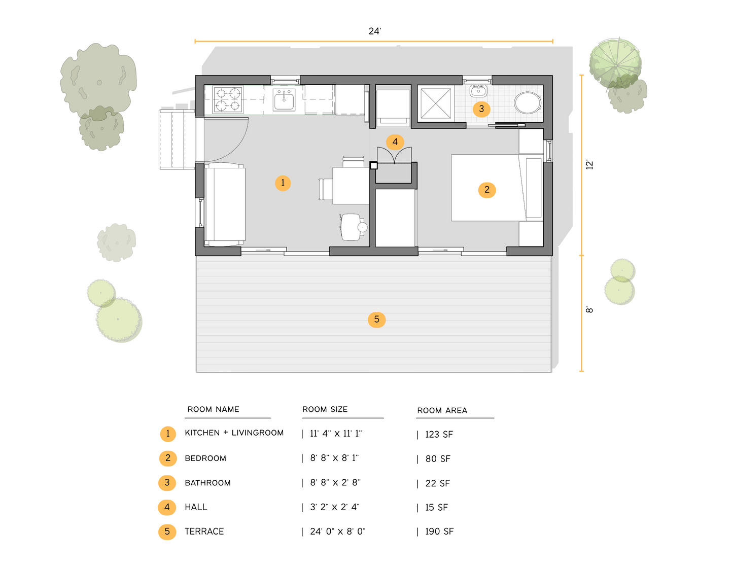 12' x 24' - Rustic Tiny Home Plan