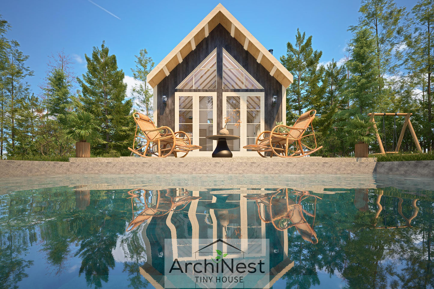 16' x 28' Modern Farmhouse Cabin Plan