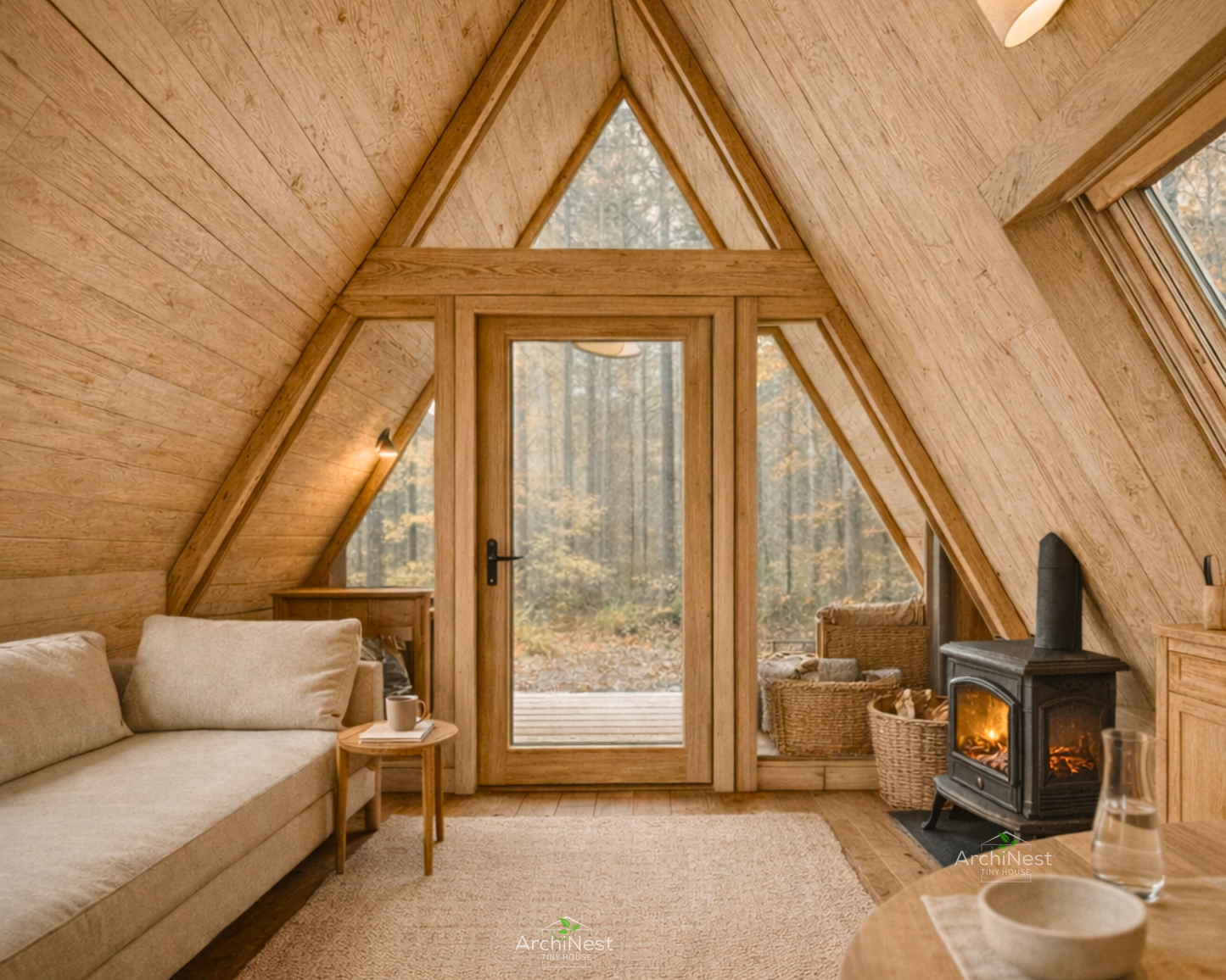 16' x 20' A-Frame Cabin Plan
