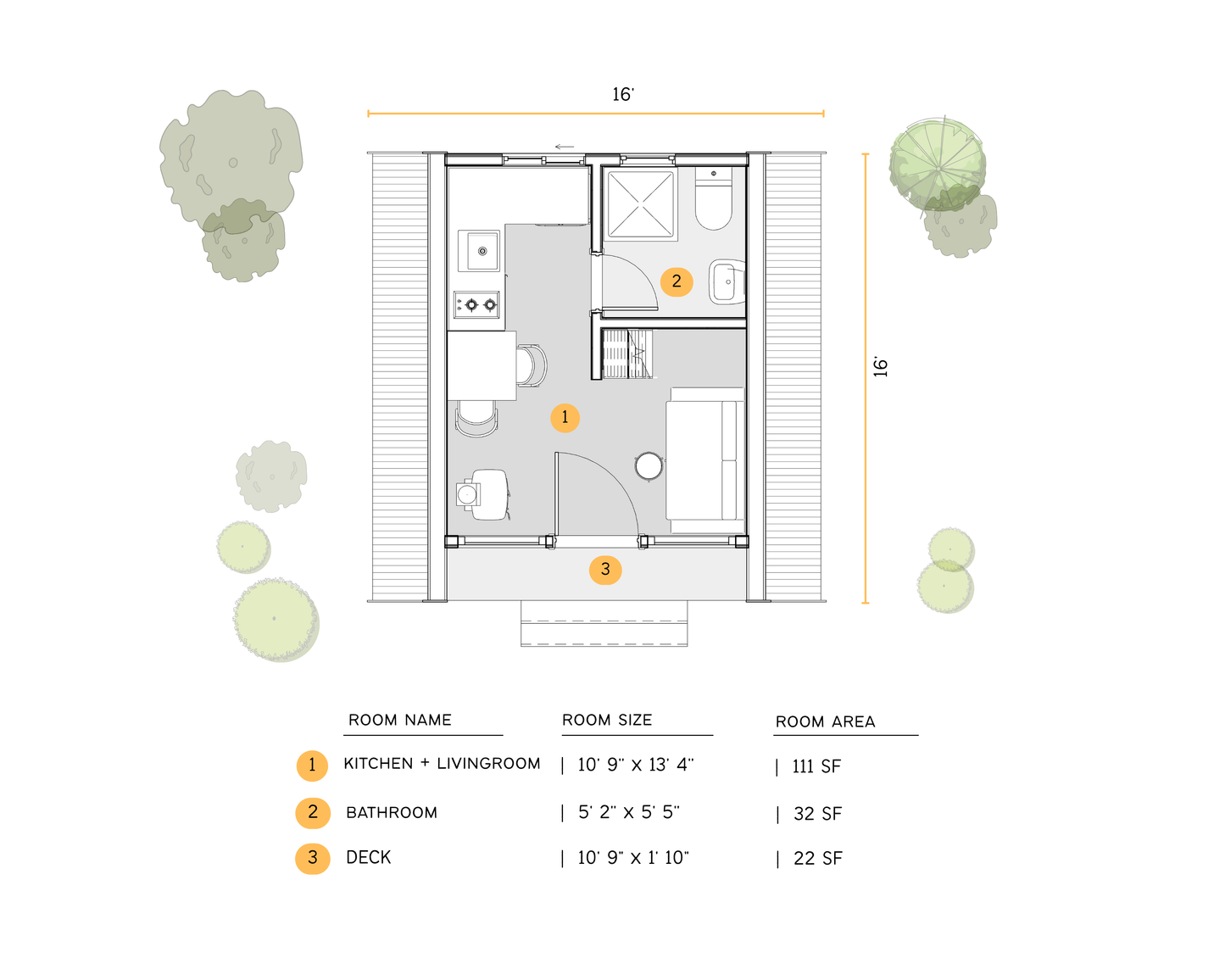 16x16 A-Frame Cabin Plan