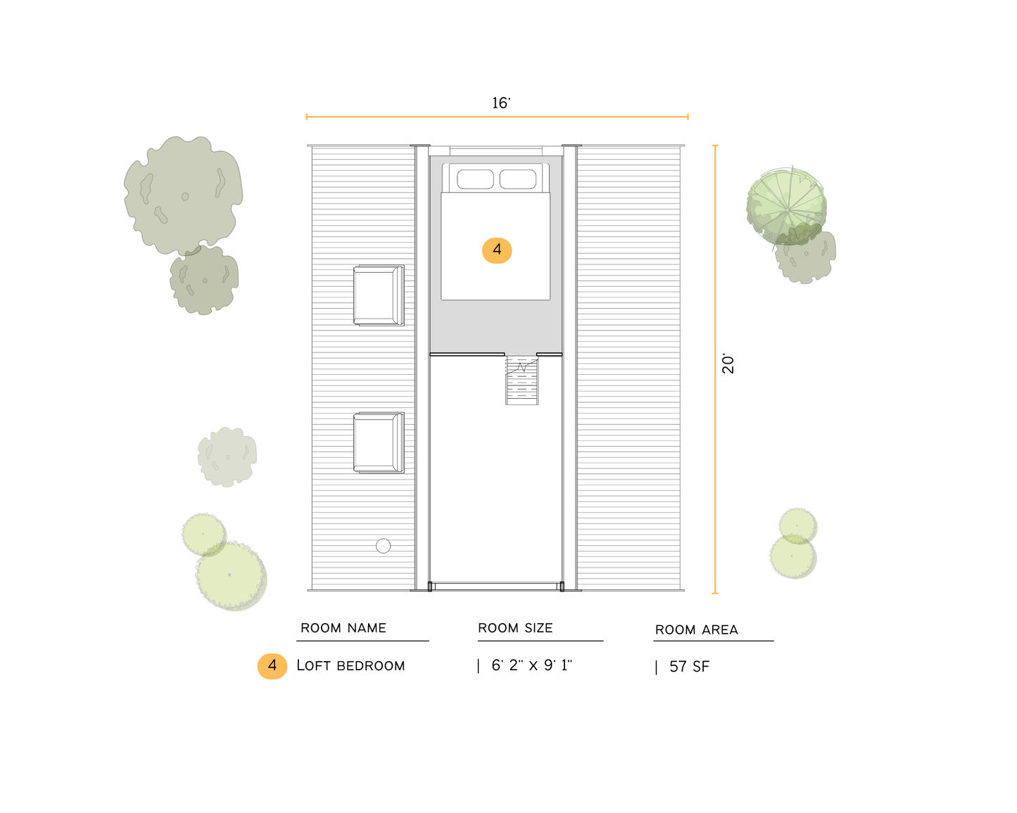16' x 20' - A-Frame House Plan