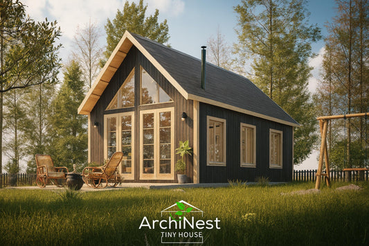 16' x 28' Modern Farmhouse Cabin Plan