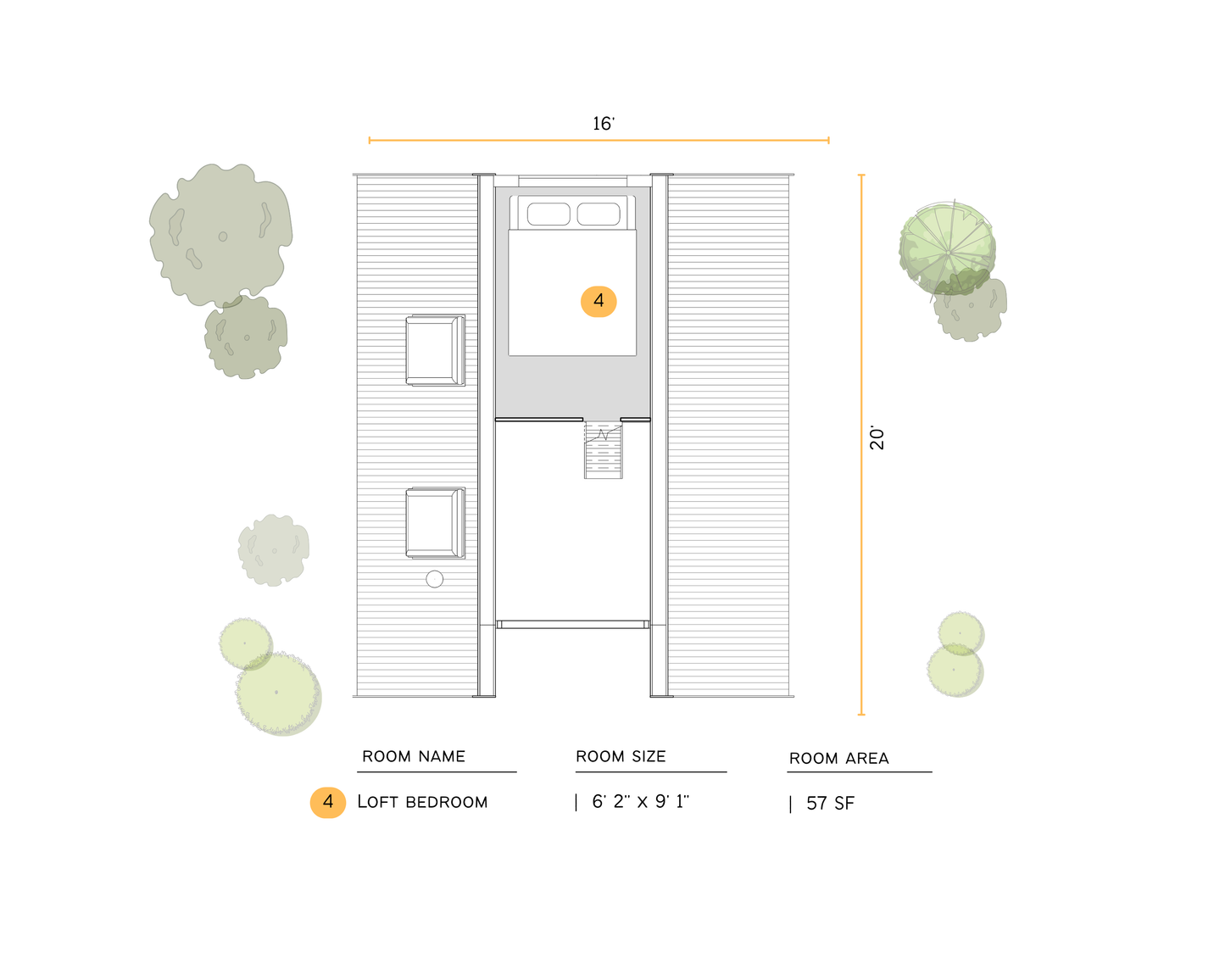 16' x 20' A-Frame Cabin Plan
