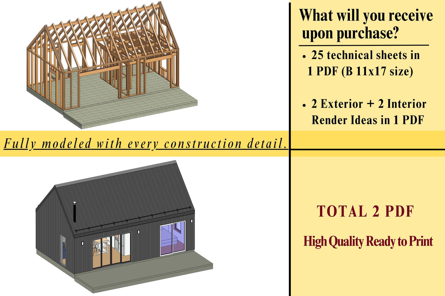 16' x 32' Modern Barn House Plan