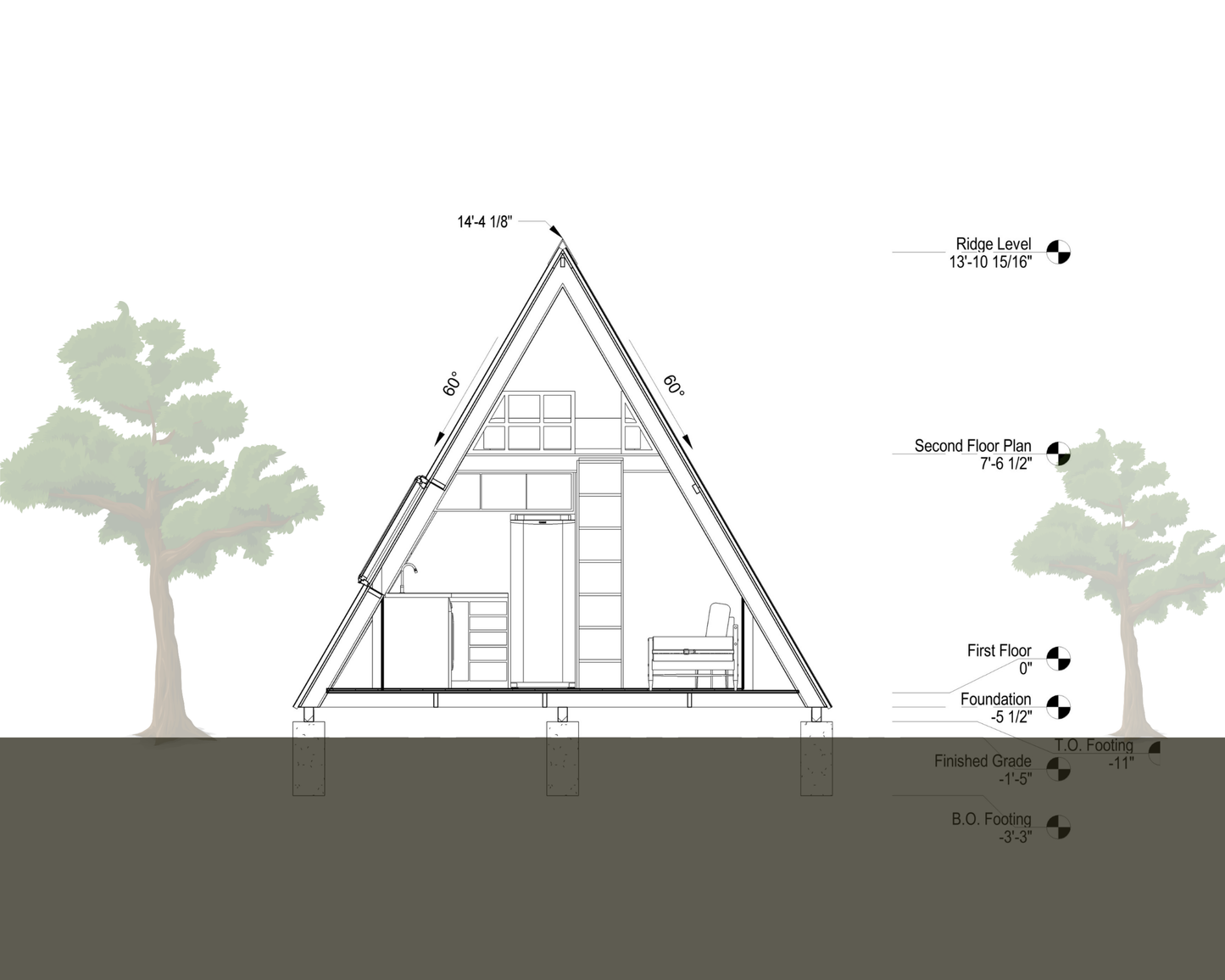 16' x 20' - A-Frame House Plan
