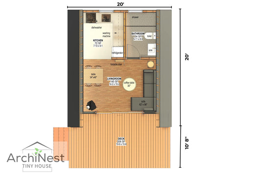 20' x 20' A-Frame House Plan