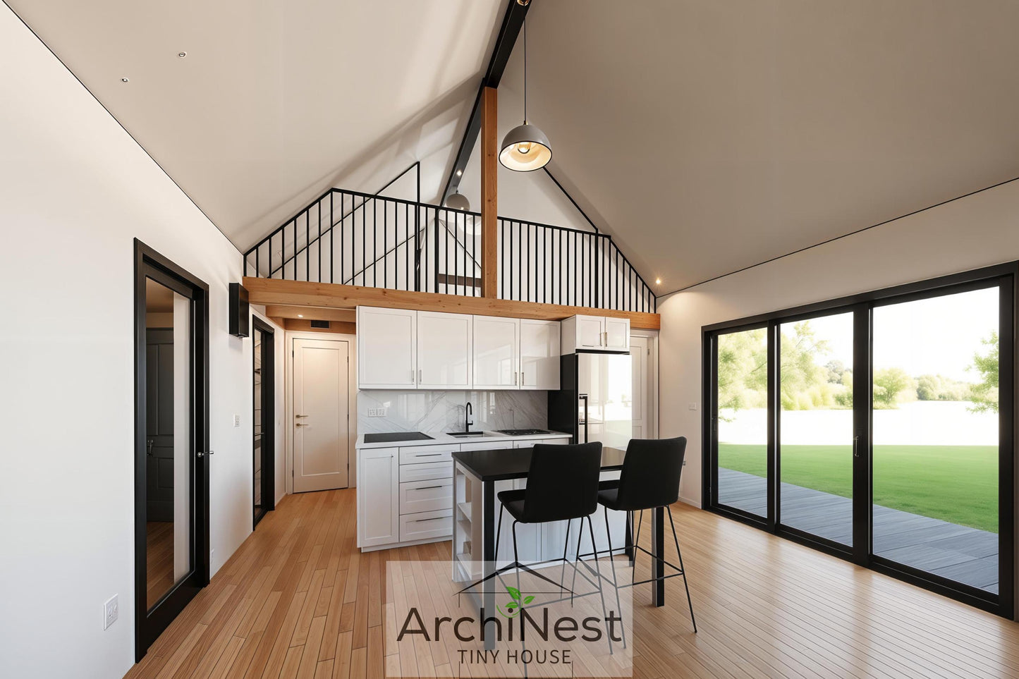 16' x 28' Modern Barn House Plan
