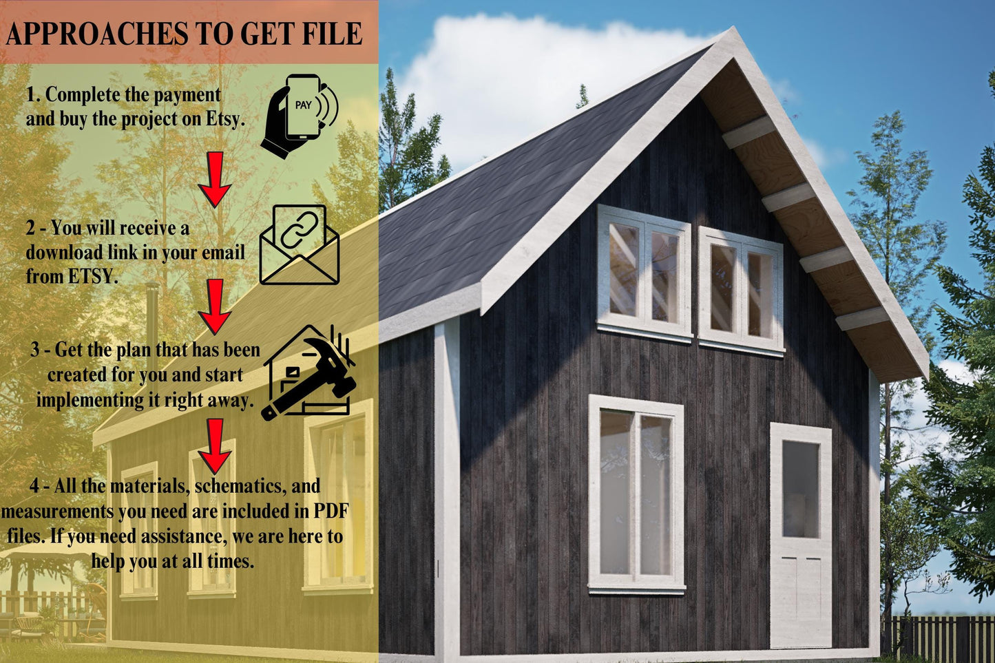 16' x 28' Modern Farmhouse Cabin Plan