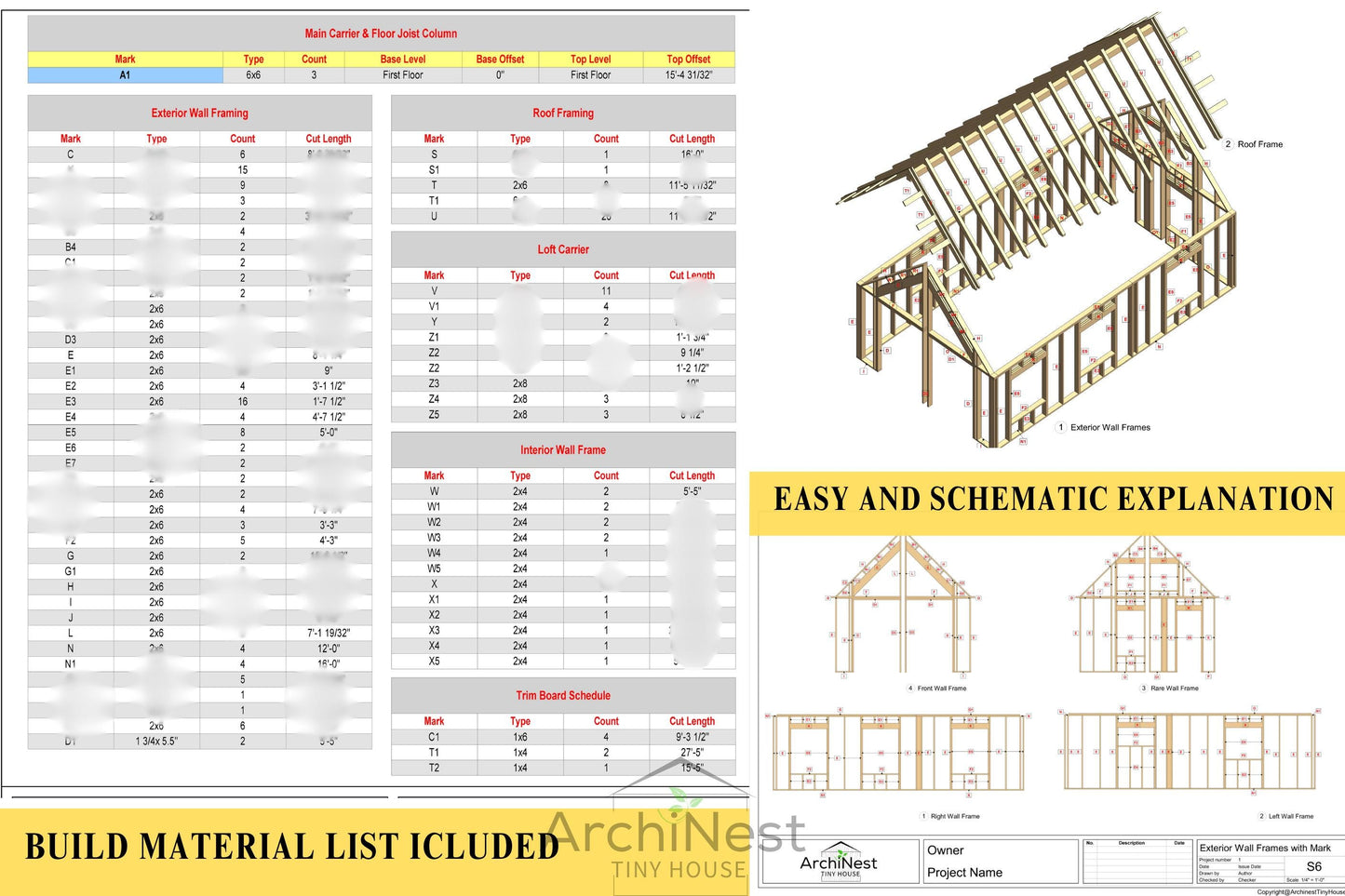 16' x 28' Modern Farmhouse Cabin Plan
