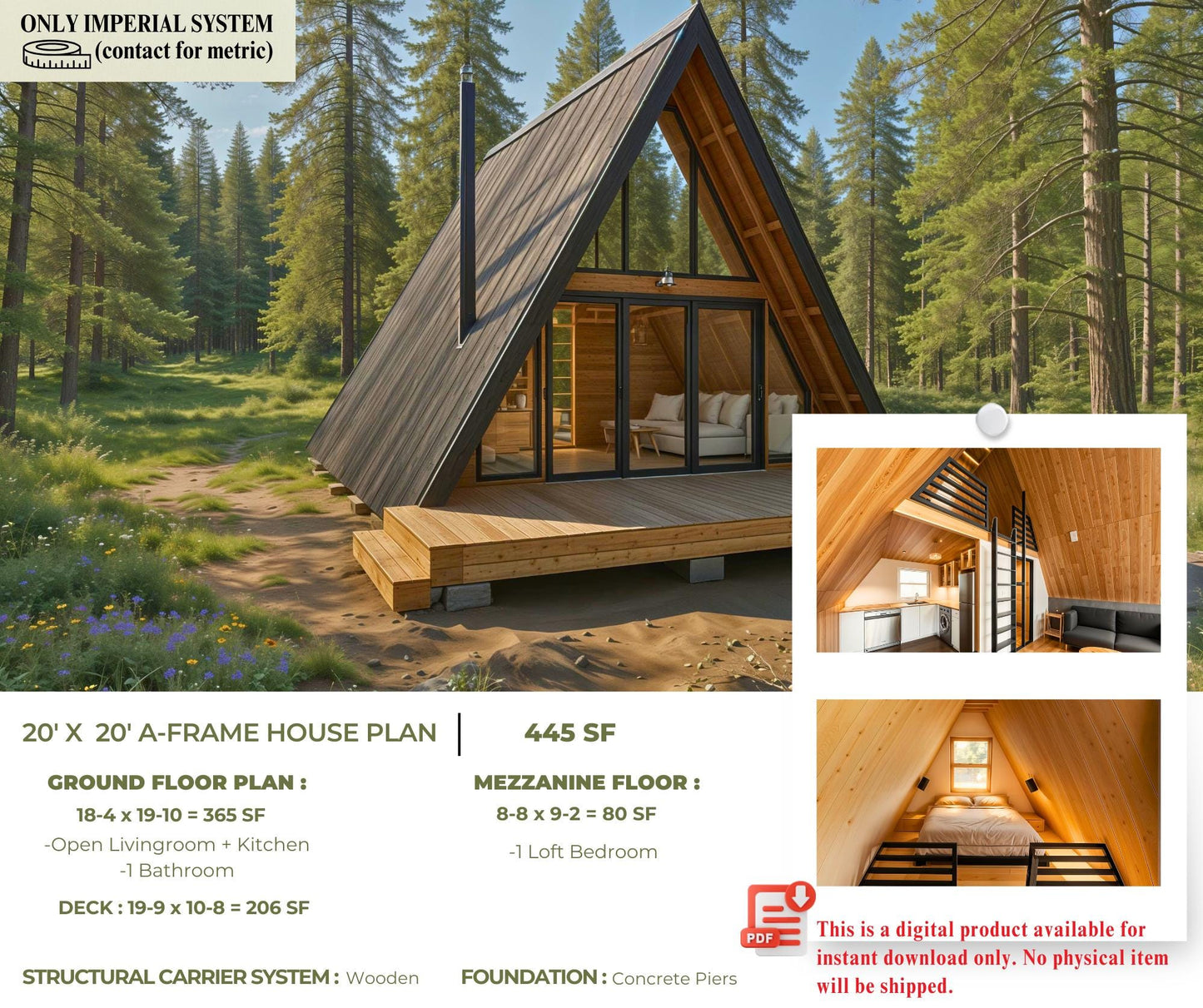 20' x 20' A-Frame House Plan